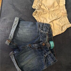Denim and Beige Kids Shorts Set